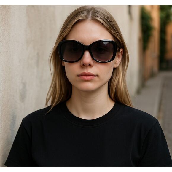 Oscar de la Renta Large Black Animal Print Sunglasses Oversized Rounded Square - Picture 1 of 6